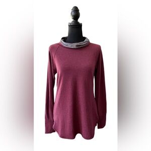 RBX: Brushed Maroon Cowl Neck Activewear Long Sleeve Shirt